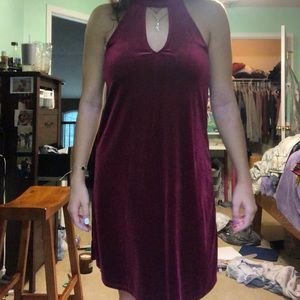Wine Red Velvet Holiday Dress